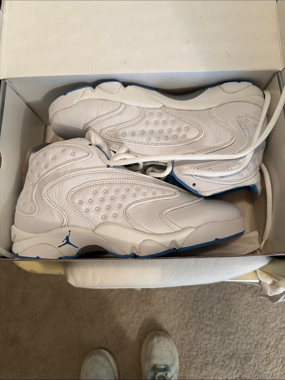 Jordan White and Blue Women's Retro Basketball Sneakers